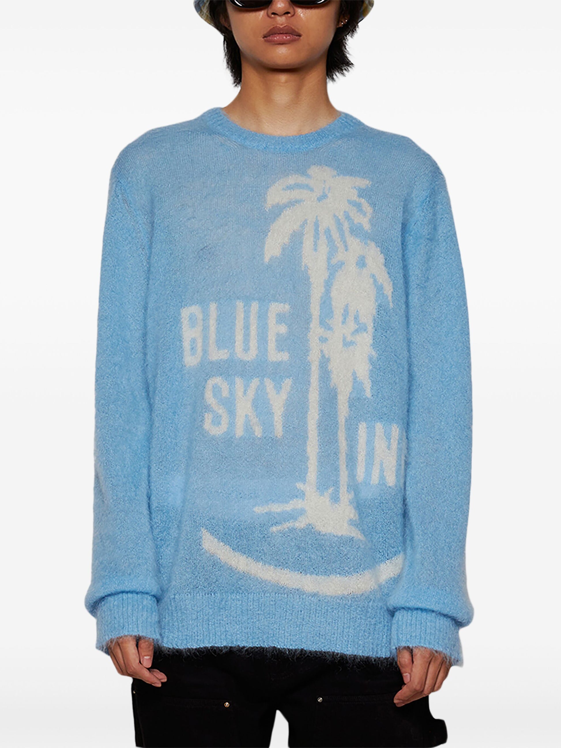 Sky Mohair Logo Knit Crewneck