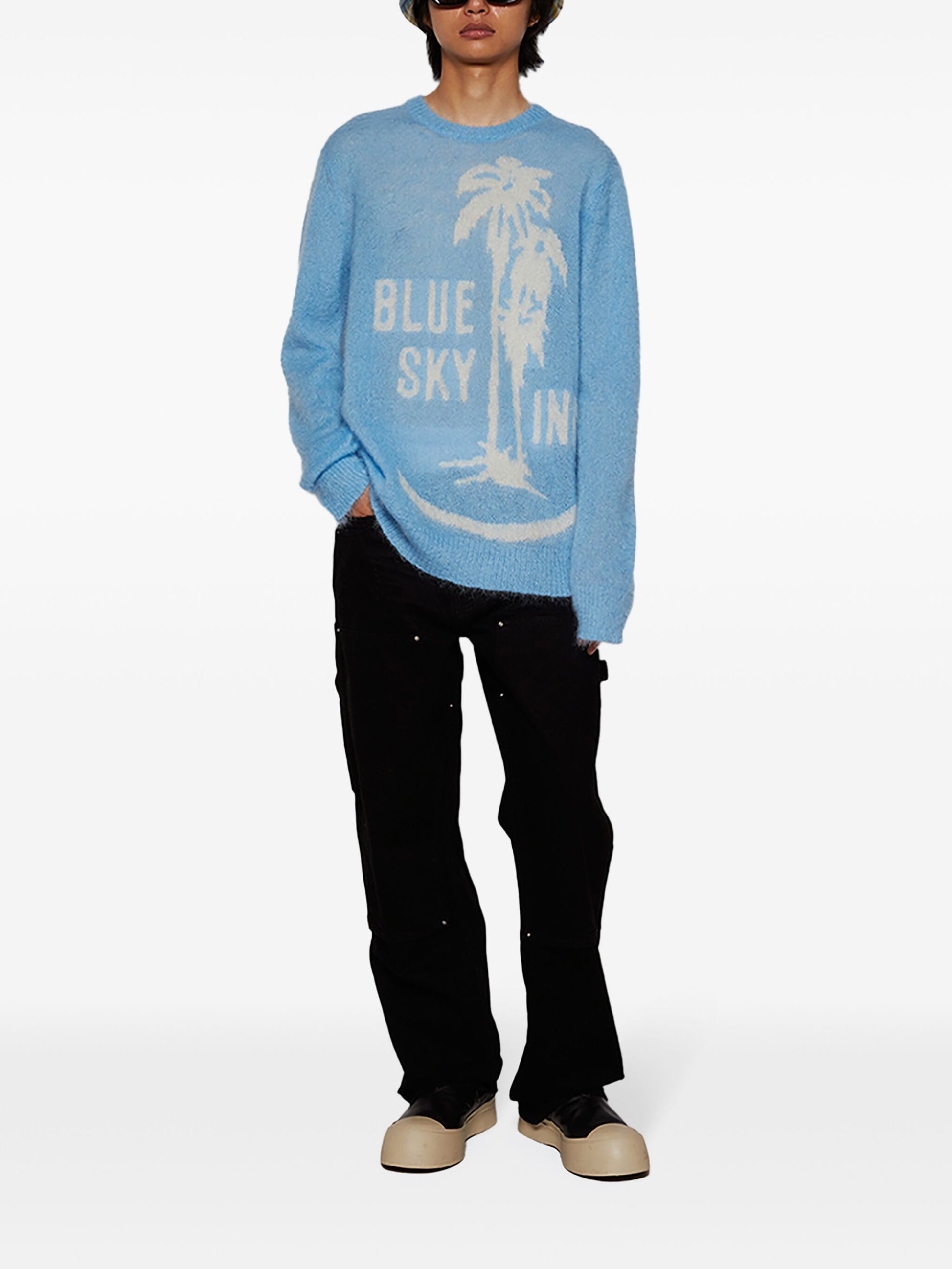 Sky Mohair Logo Knit Crewneck