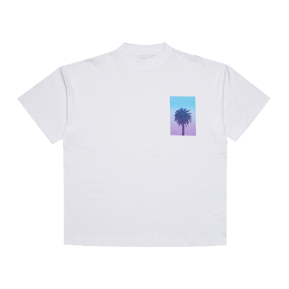 Sunset Palm Tee - White