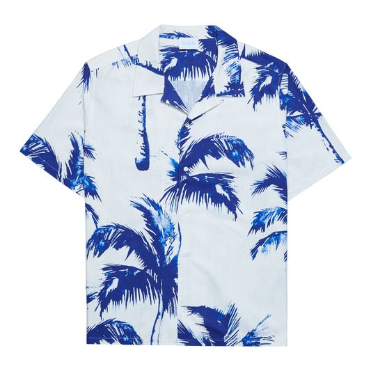 Blue Palm Linen Shirt